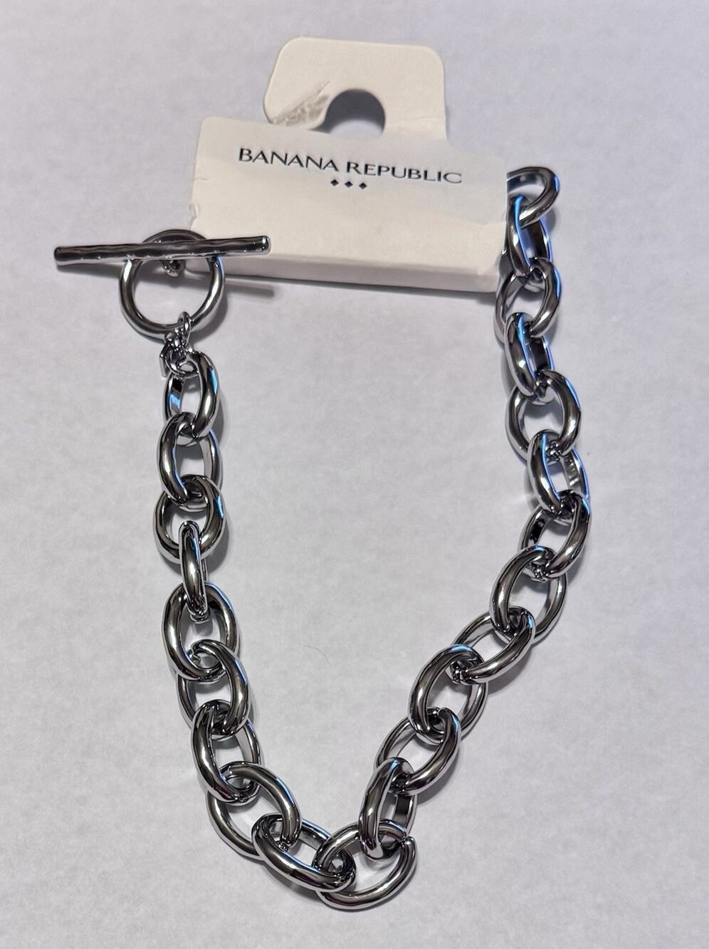 Banana Republic Toggle Chain Necklace Silver NWT